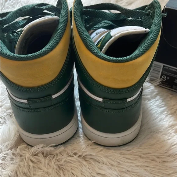 Air Jordan 1 Mid Green and Yellow SneakersSonics
